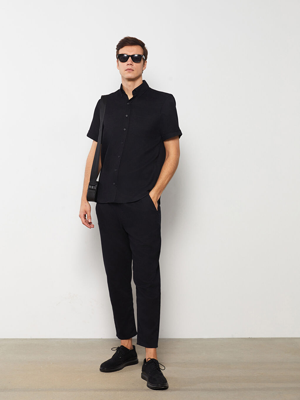 Regular Fit Short Sleeve Dobby Men's Shirt-2