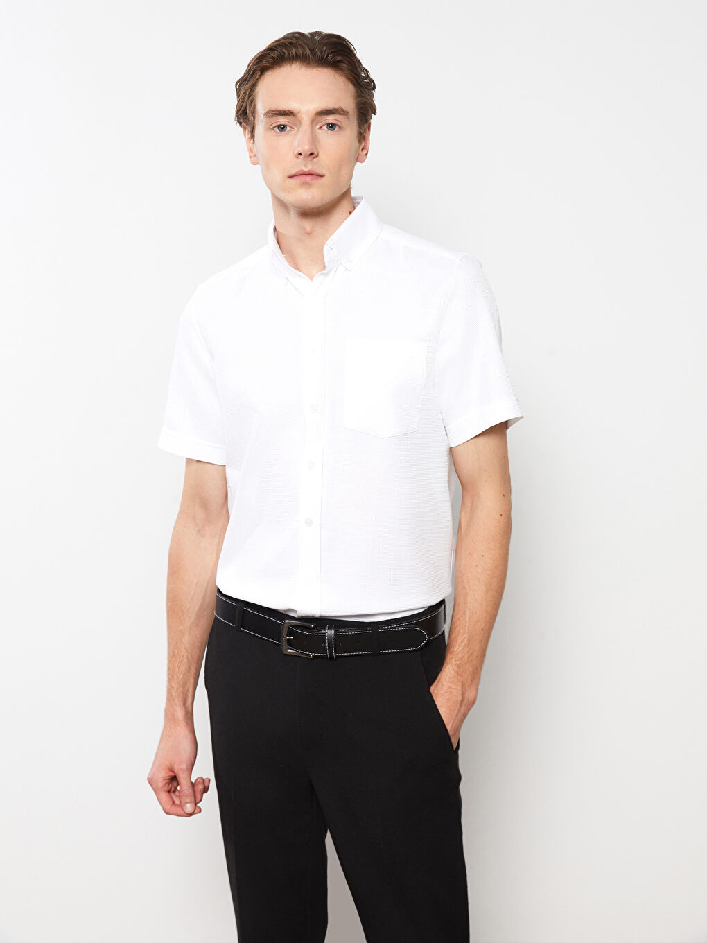 Cămașă Regular Fit cu Mânecă Scurtă Dobby pentru Bărbați-2