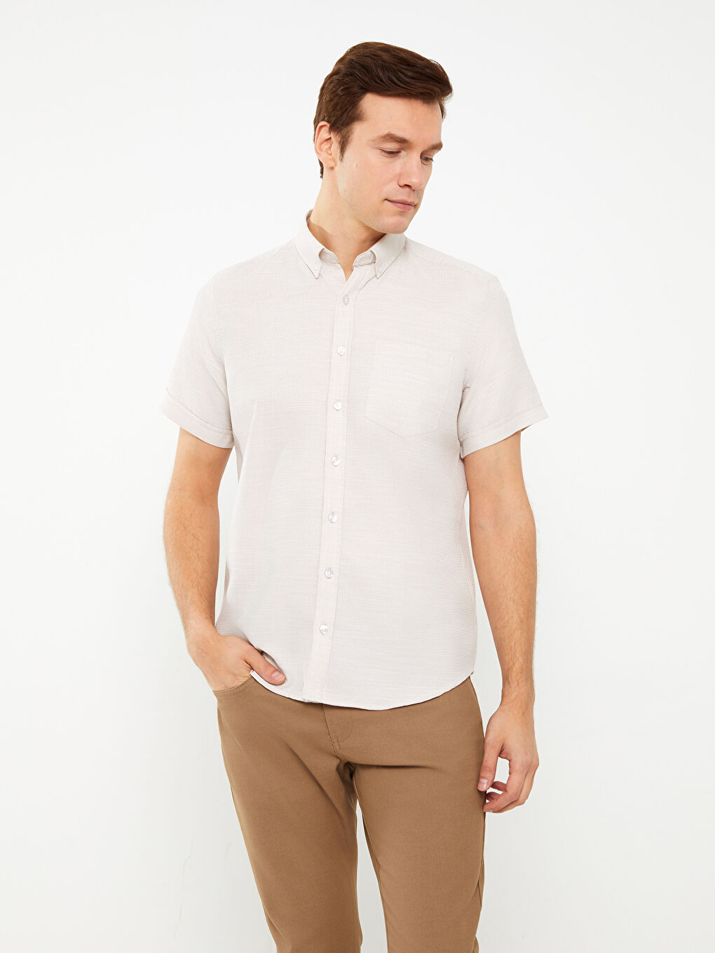 Regular Fit Short Sleeve Dobby Men's Shirt-1