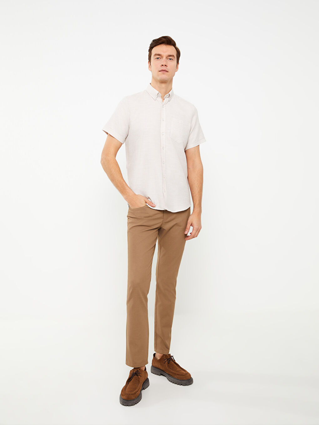 Regular Fit Short Sleeve Dobby Men's Shirt-2