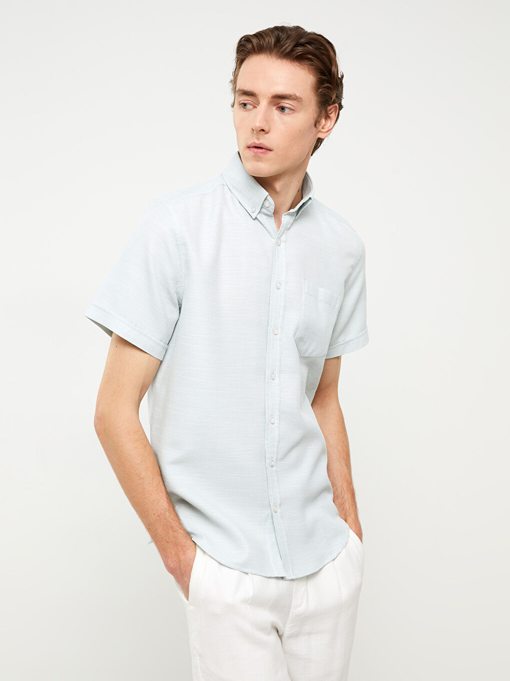 Regular Fit Short Sleeve Dobby Men's Shirt