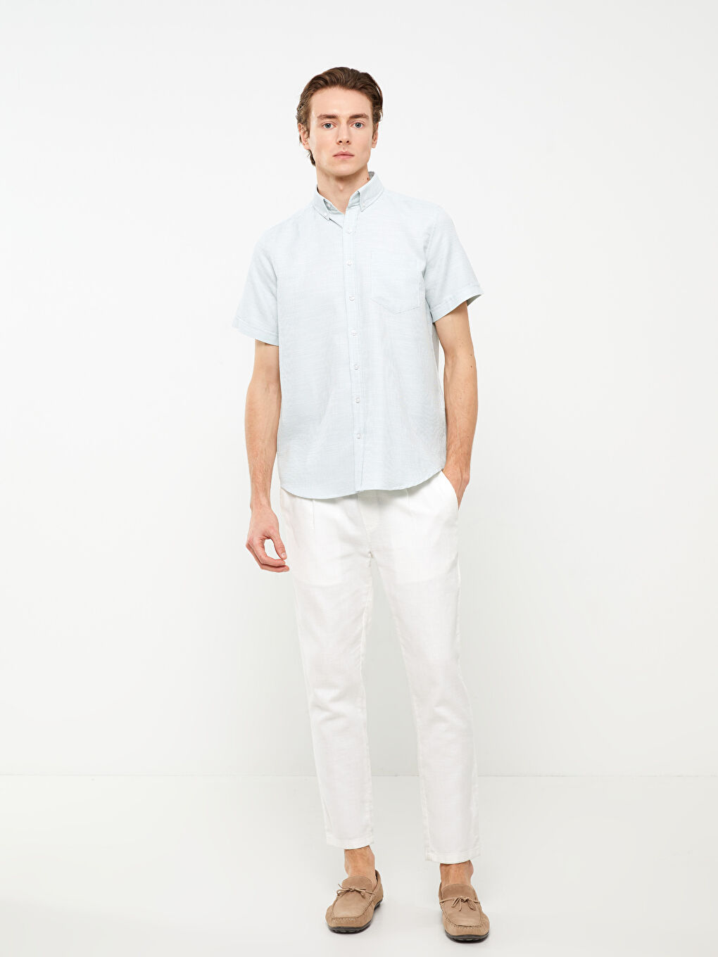 Regular Fit Short Sleeve Dobby Men's Shirt-2