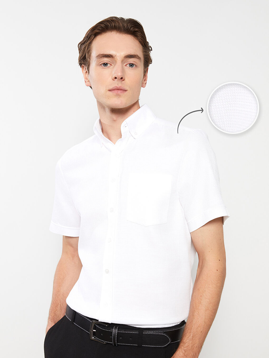 Cămașă Regular Fit cu Mânecă Scurtă Dobby pentru Bărbați