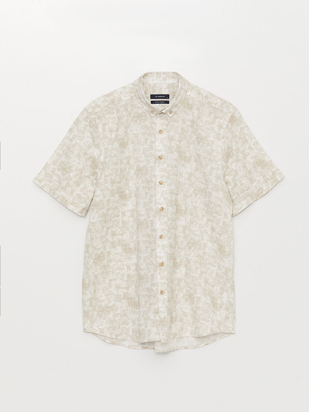 Κανονική Εφαρμογή Κοντό Μανίκι Με Σχέδια Ποπλίνα Πουκάμισο για Άνδρες-5