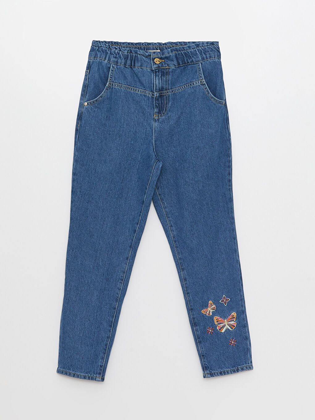 Paperbag Fit Embroidered Girl Jeans