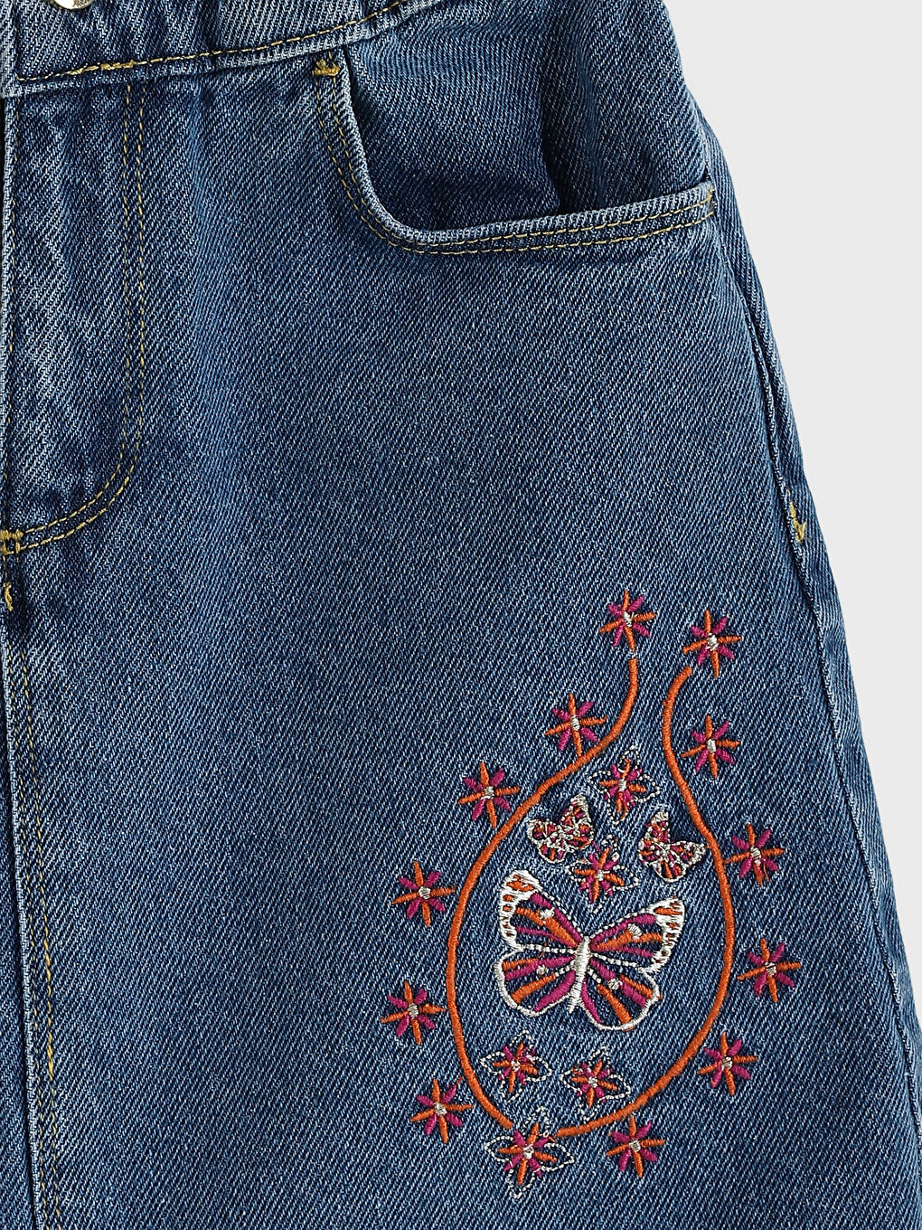 Embroidered Girl Jean Skirt-4