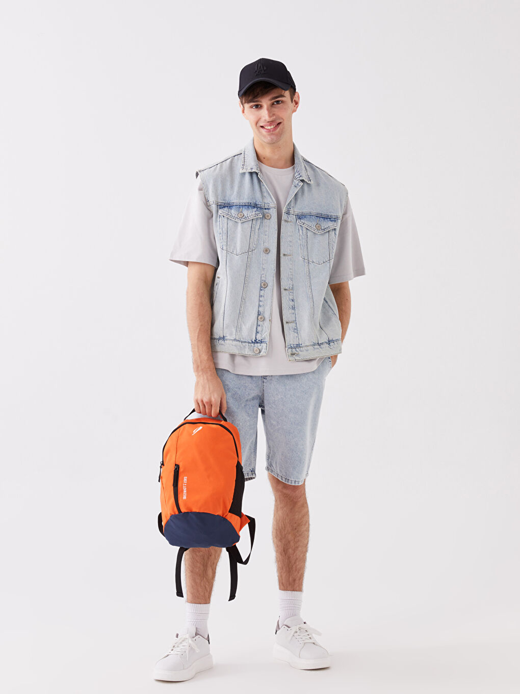 Turuncu Baskılı Erkek Sırt Çantası-1