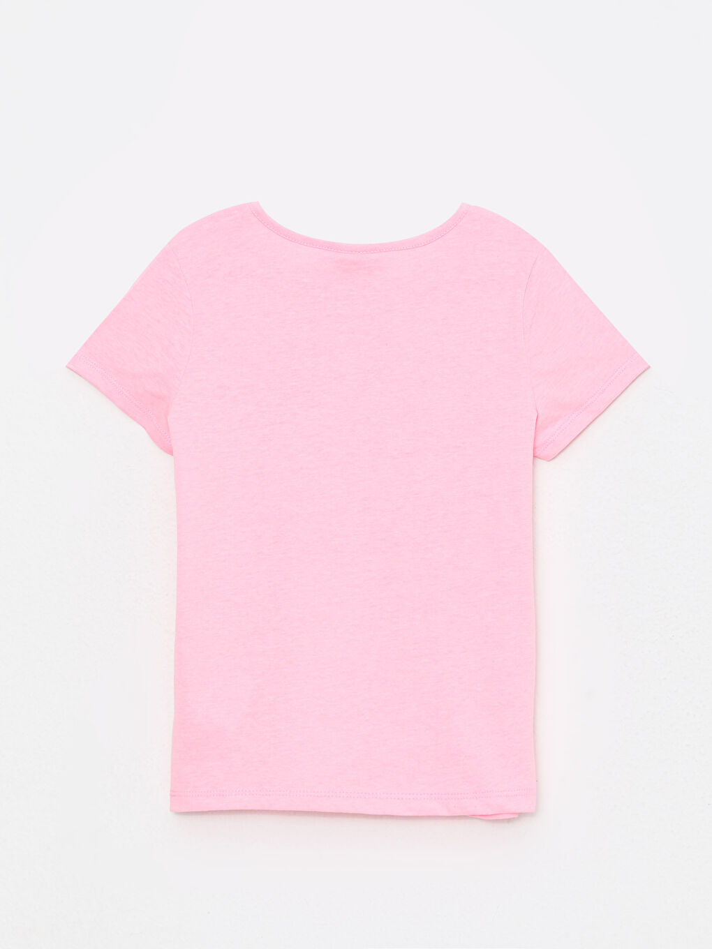 Pembe Bisiklet Yaka Baskılı Kısa Kollu Kız Çocuk Tişört-1