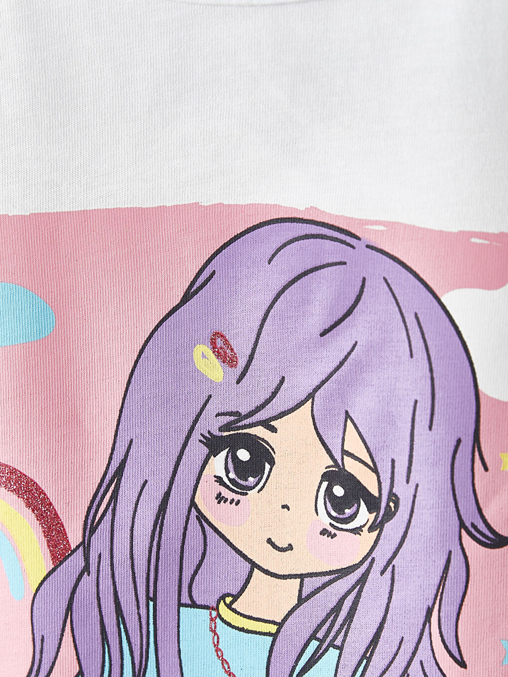 Crew Neck Short Sleeve Printed Girl's T-Shirt and Tights-2