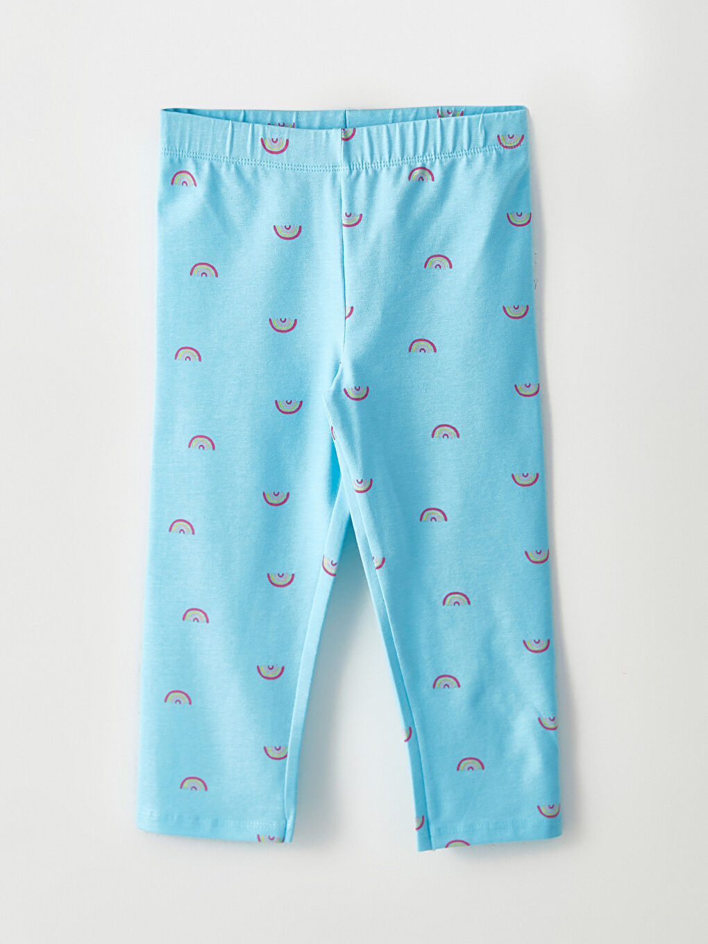 Crew Neck Short Sleeve Printed Girl's T-Shirt and Tights-3