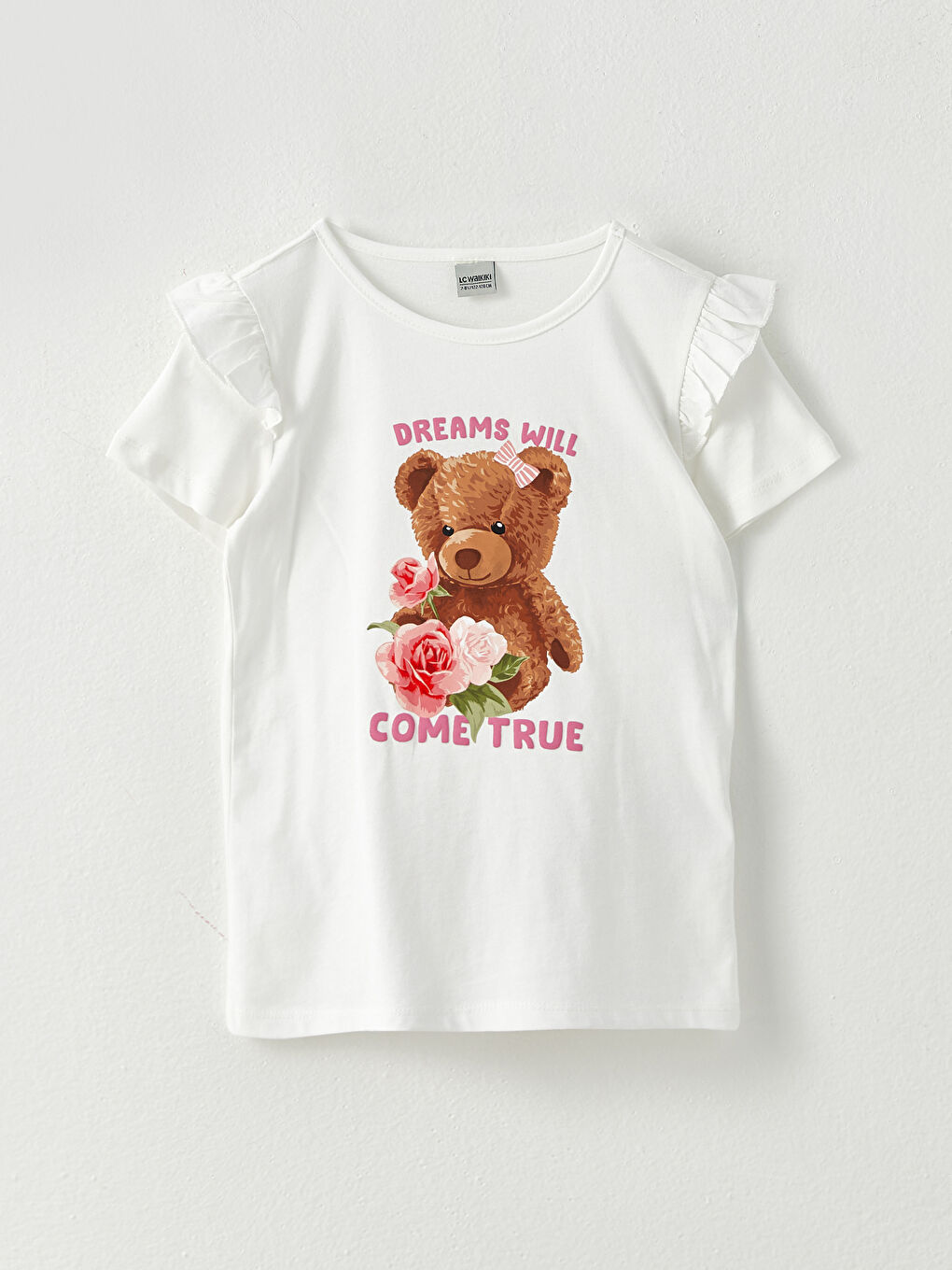 Crew Neck Short Sleeve Printed Girl's T-Shirt and Tracksuit Bottom 2-Pack Set-1