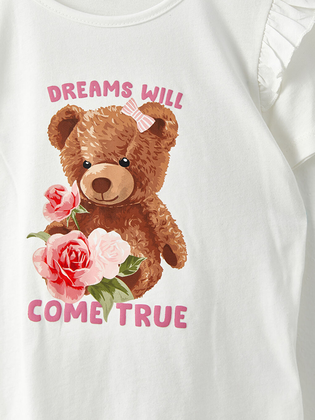 Crew Neck Short Sleeve Printed Girl's T-Shirt and Tracksuit Bottom 2-Pack Set-3