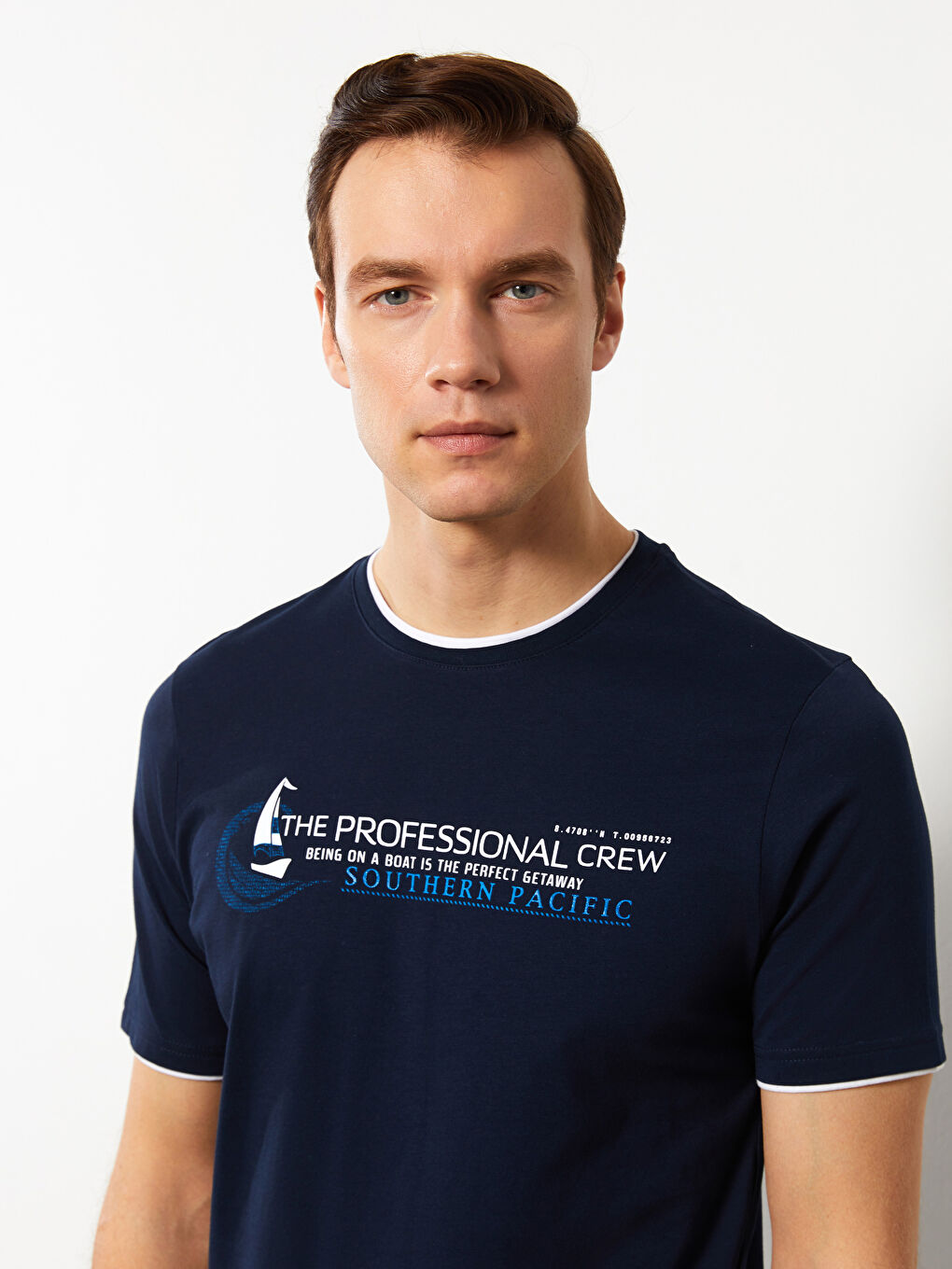 Tricou pentru Bărbați cu Guler Rotund, Mânecă Scurtă, Imprimat, din Bumbac Pieptănat-2