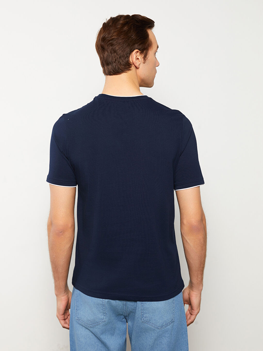 Tricou pentru Bărbați cu Guler Rotund, Mânecă Scurtă, Imprimat, din Bumbac Pieptănat-4