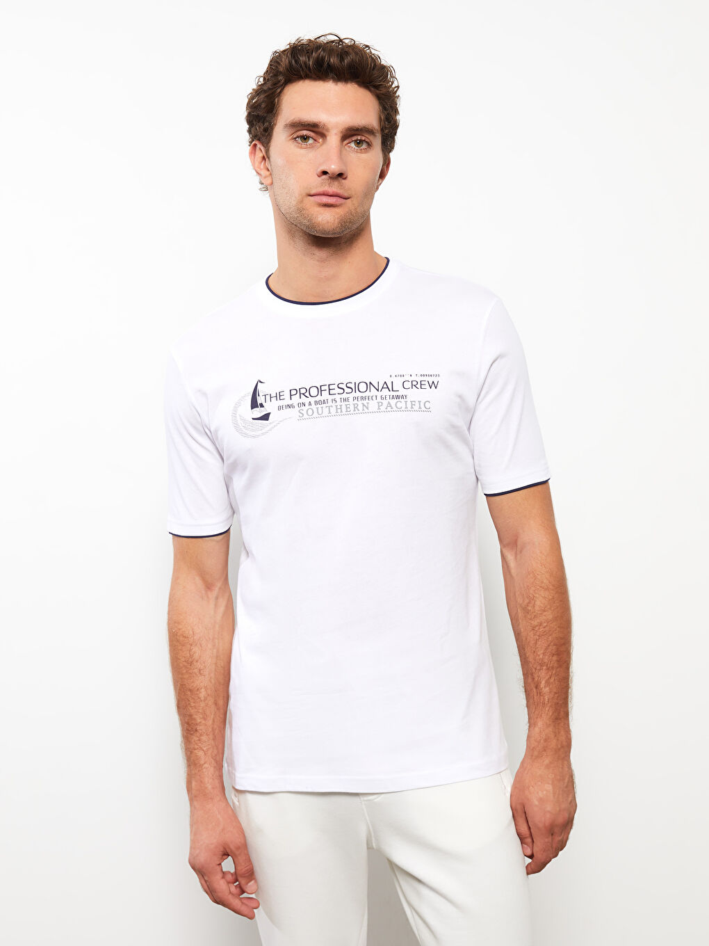 Crew Neck Short Sleeve Printed Combed Cotton Men's T-shirt -S32159Z8-Q6K