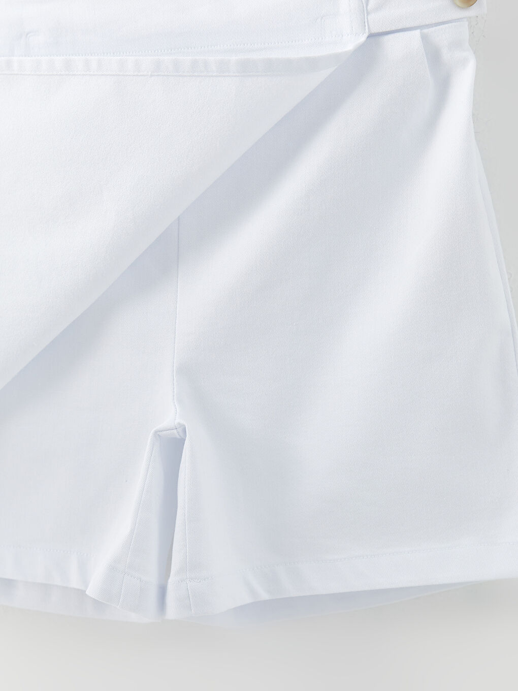 Beyaz Beli Lastikli Basic Kız Çocuk Şort Etek-1