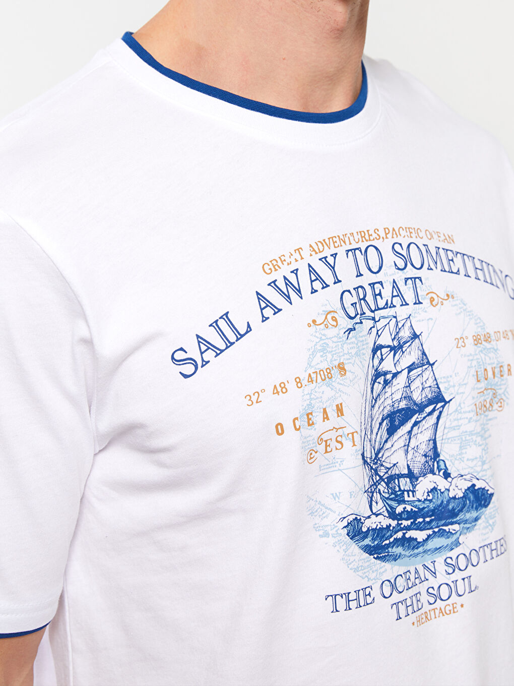 Crew Neck Short Sleeve Printed Combed Cotton Men's T-shirt -S32163Z8-Q6K