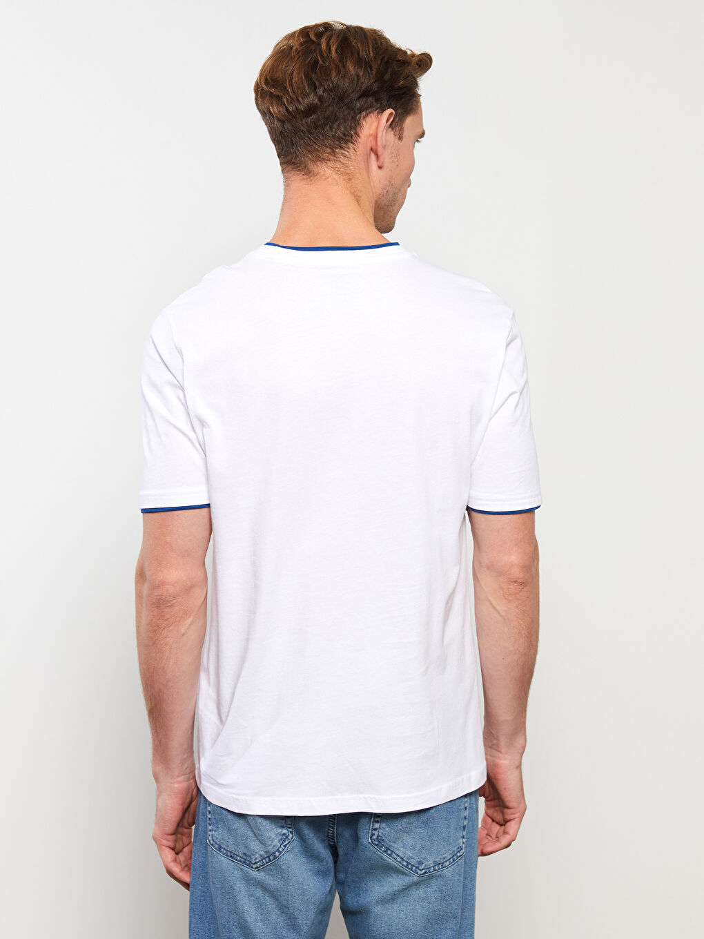 Crew Neck Short Sleeve Printed Combed Cotton Men's T-shirt -S32163Z8-Q6K
