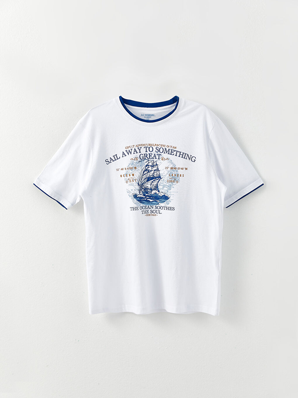 Crew Neck Short Sleeve Printed Combed Cotton Men's T-shirt -S32163Z8-Q6K