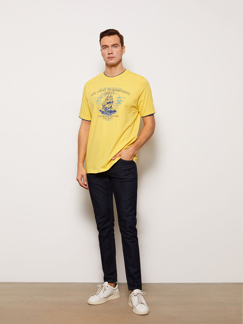 Crew Neck Short Sleeve Printed Combed Cotton Men's T-shirt -S32163Z8-S1E