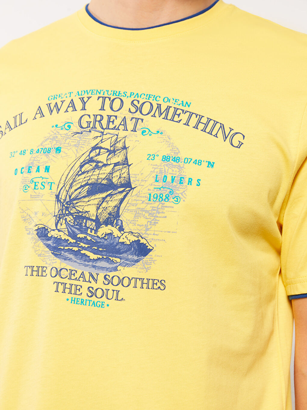 Crew Neck Short Sleeve Printed Combed Cotton Men's T-shirt -S32163Z8-S1E