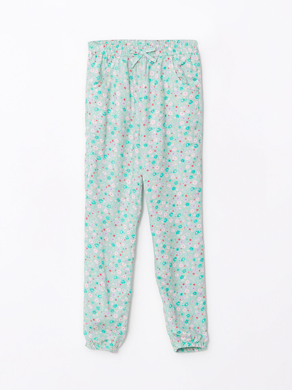 Elastic Waist Patterned Viscose Girl Trousers