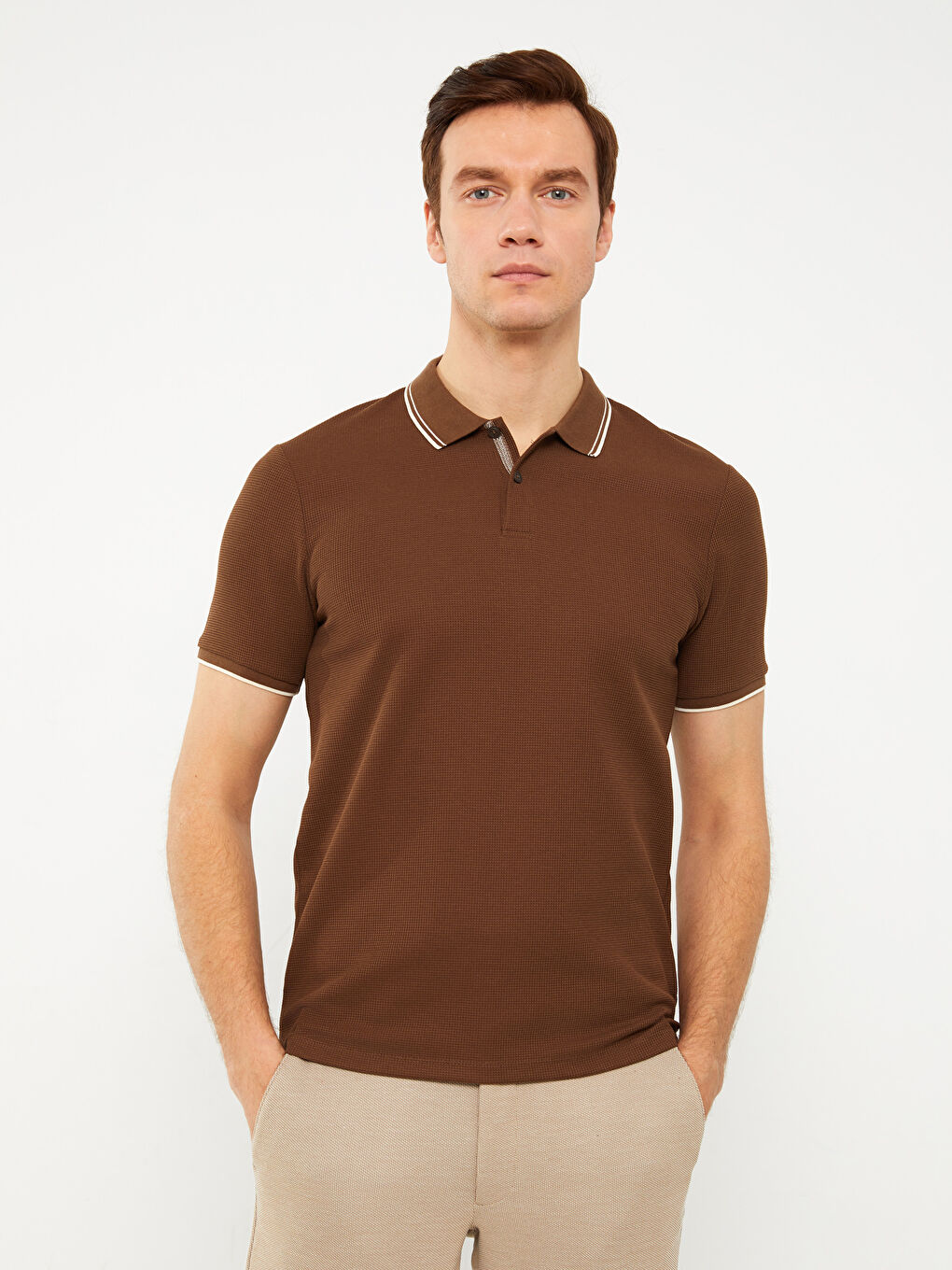 Tricou cu Guler Polo și Mânecă Scurtă pentru Bărbați-1