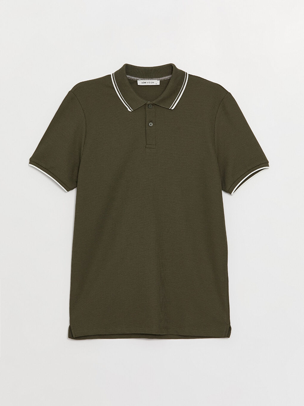 Haki Polo Yaka Kısa Kollu Erkek Tişört-5