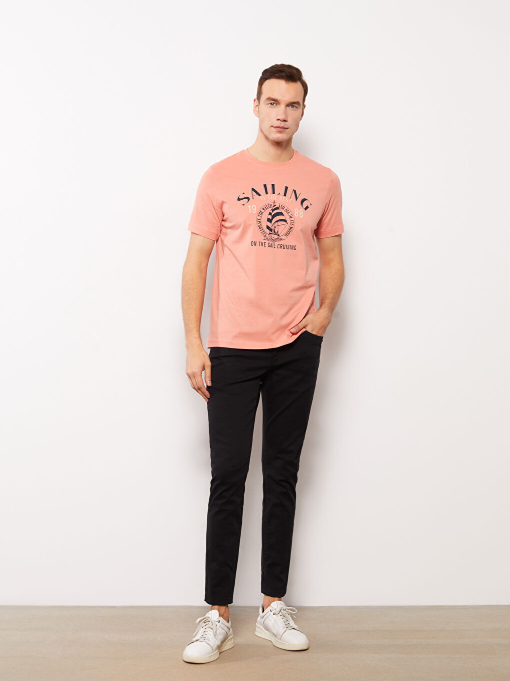 Crew Neck Short Sleeve Printed Combed Cotton Men's T-shirt -S32169Z8-GC5