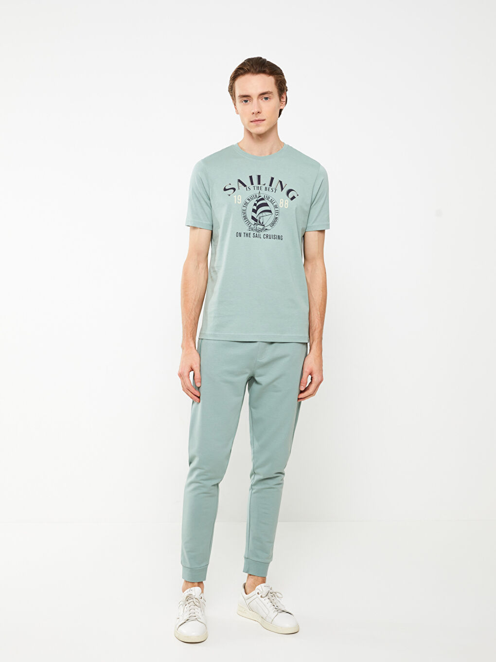 تي شيرت رجال كم قصير كول مدور مطبوع قطن ممشط-2