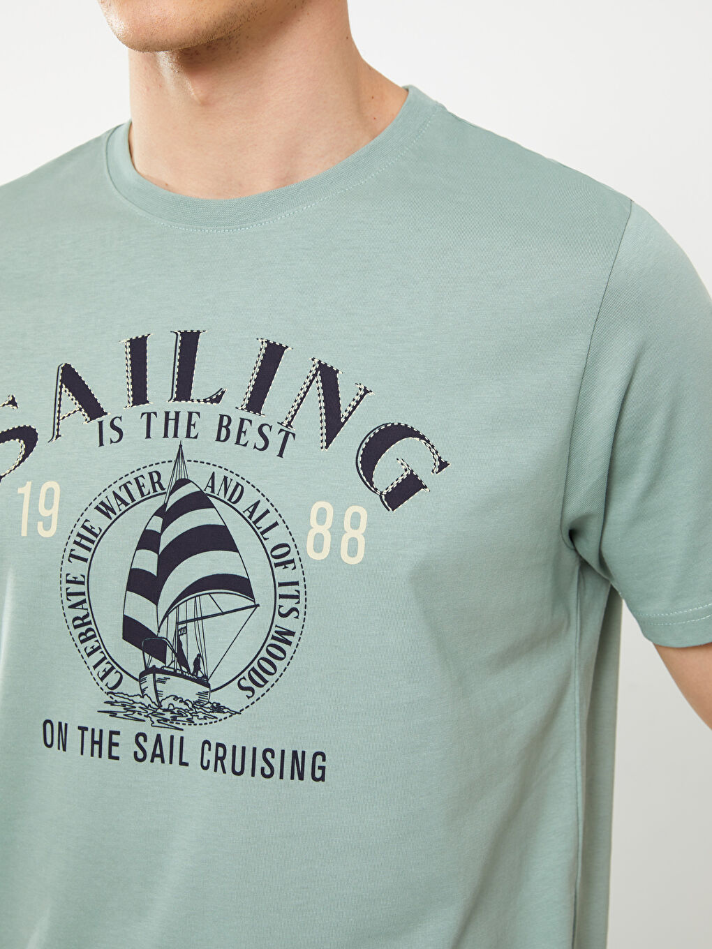 تي شيرت رجال كم قصير كول مدور مطبوع قطن ممشط-3