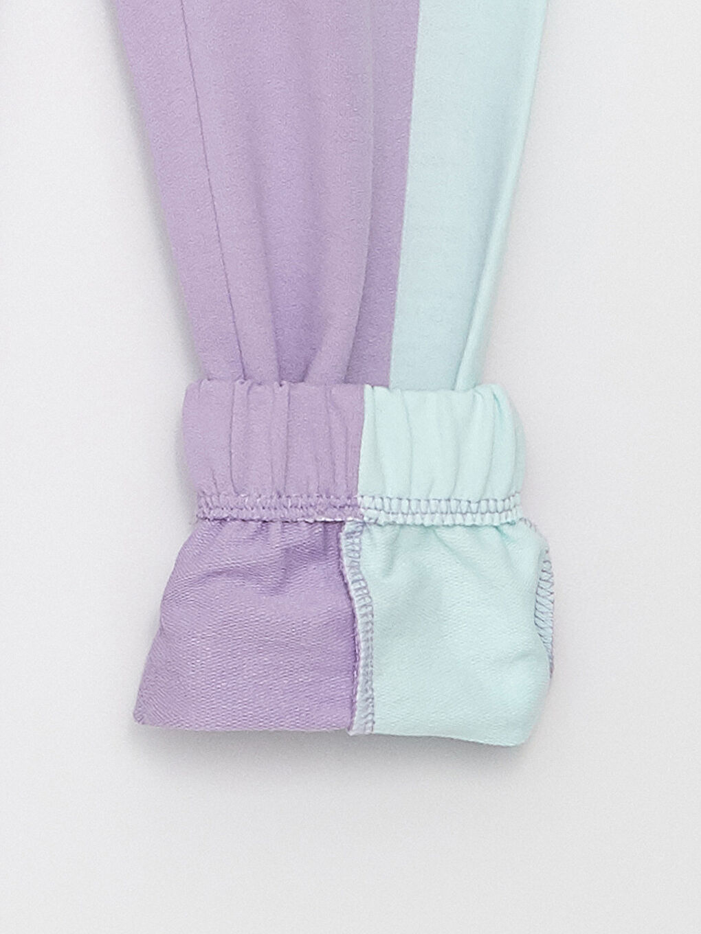 Lila Beli Lastikli Renk Bloklu Kız Çocuk Jogger Eşofman Altı-1