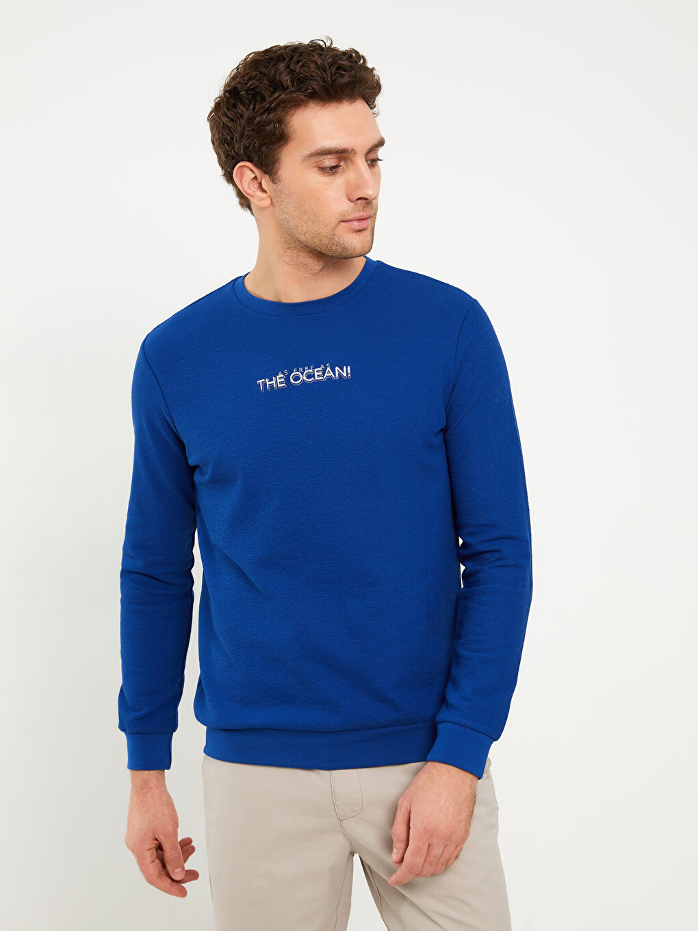 Суитшърт с кръгло деколте, дълъг ръкав, отпечатан, за мъже-1