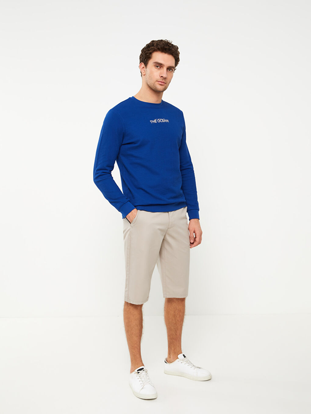 Суитшърт с кръгло деколте, дълъг ръкав, отпечатан, за мъже-2