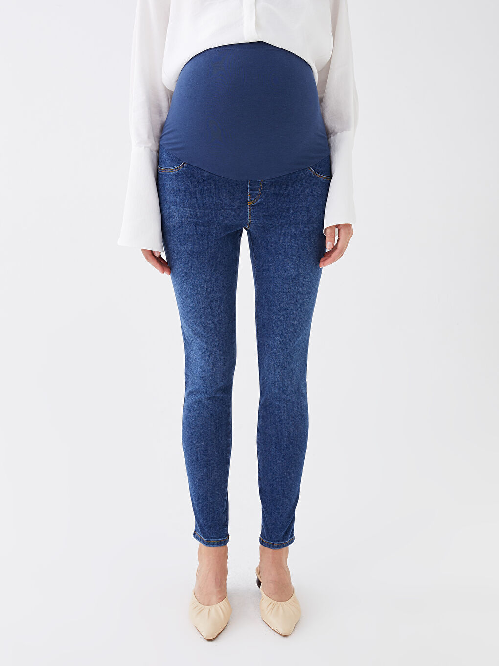 LCWAIKIKI Maternity Orta İndigo Rodeo Karın Panelli Mercury Skinny Fit Düz Hamile Jean Pantolon - 2