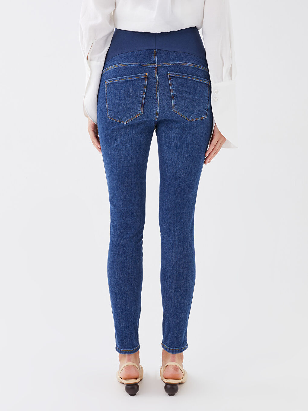 LCWAIKIKI Maternity Orta İndigo Rodeo Karın Panelli Mercury Skinny Fit Düz Hamile Jean Pantolon - 3