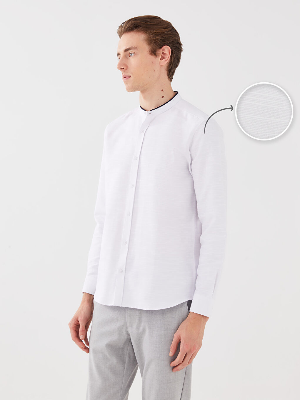 Slim Fit Long Sleeve Dobby Men's Shirt