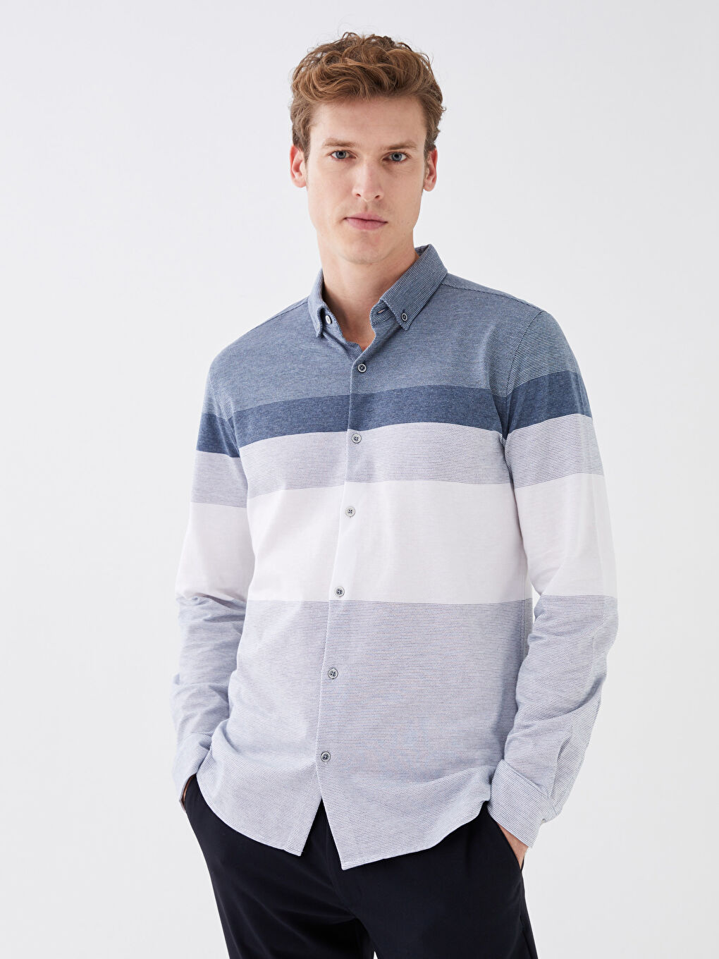 LCW Vision Chemise Homme Slim Fit Manches Longues Bloc de Couleurs -S32217Z8-S0X