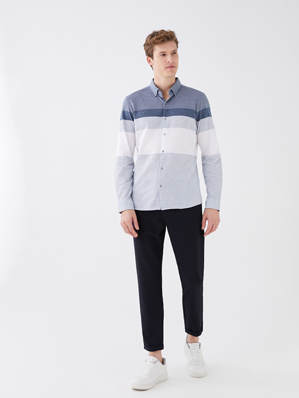 LCW Vision Chemise Homme Slim Fit Manches Longues Bloc de Couleurs -S32217Z8-S0X