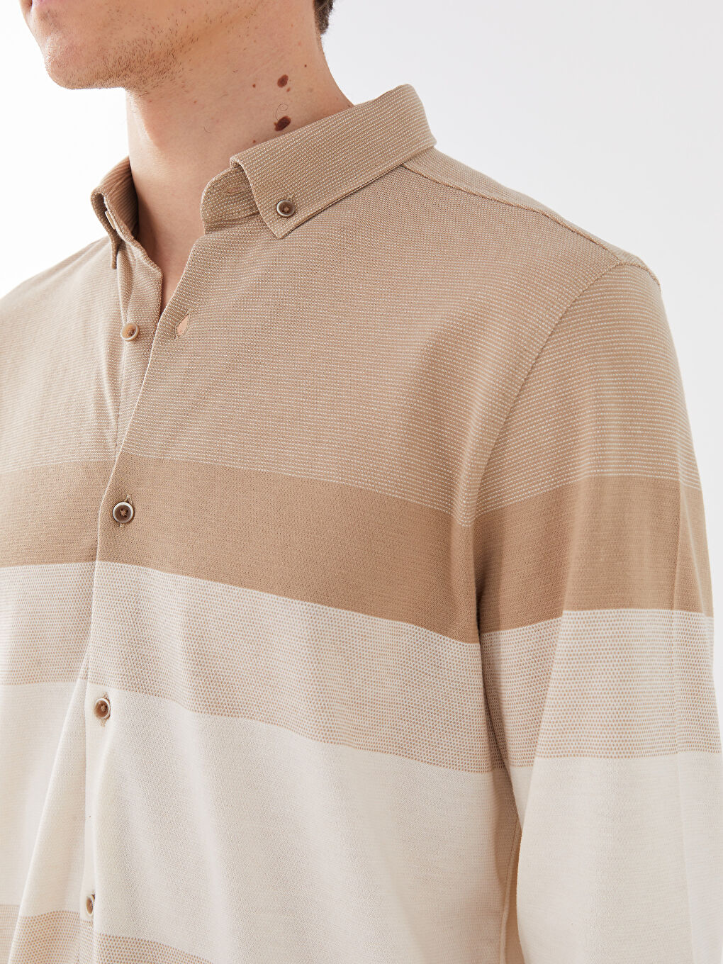 LCW Vision Slim Fit Long Sleeve Color Block Men Shirt -S32217Z8-SUN