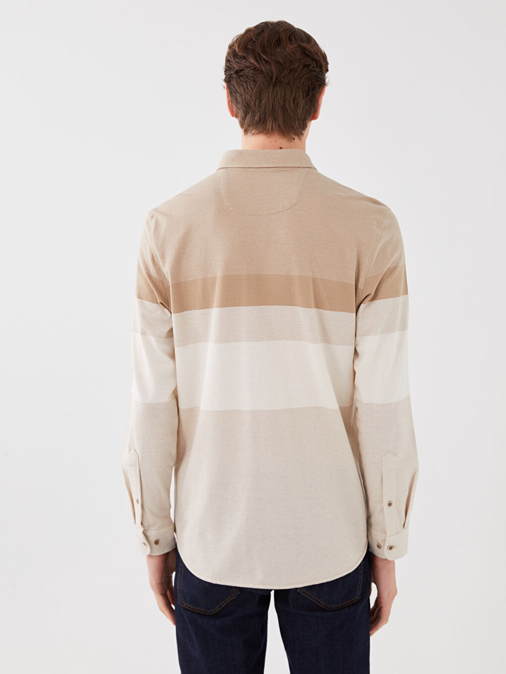 LCW Vision Slim Fit Long Sleeve Color Block Men Shirt -S32217Z8-SUN