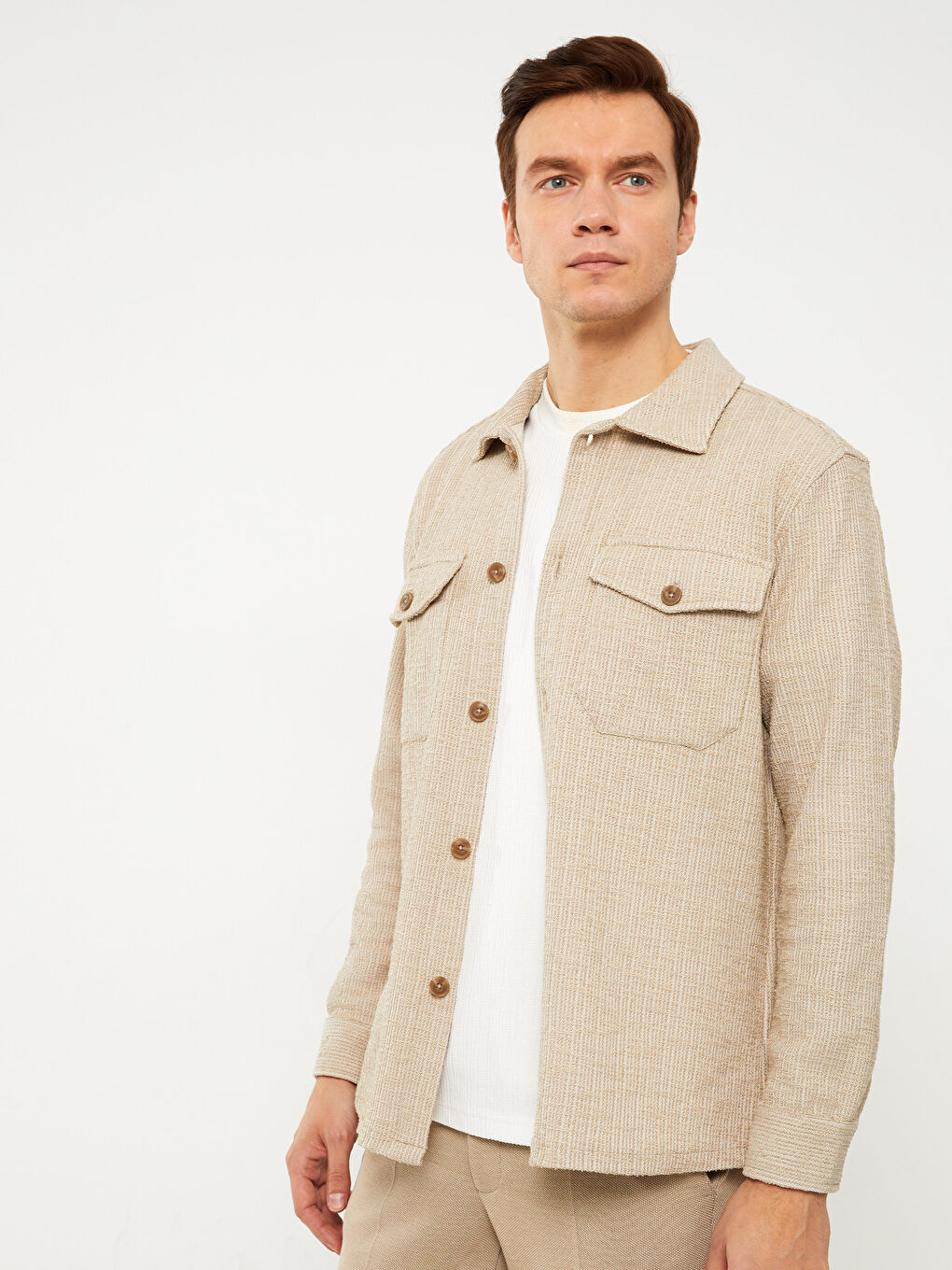 Regular Fit Long Sleeve Men's Shirt Jacket-1