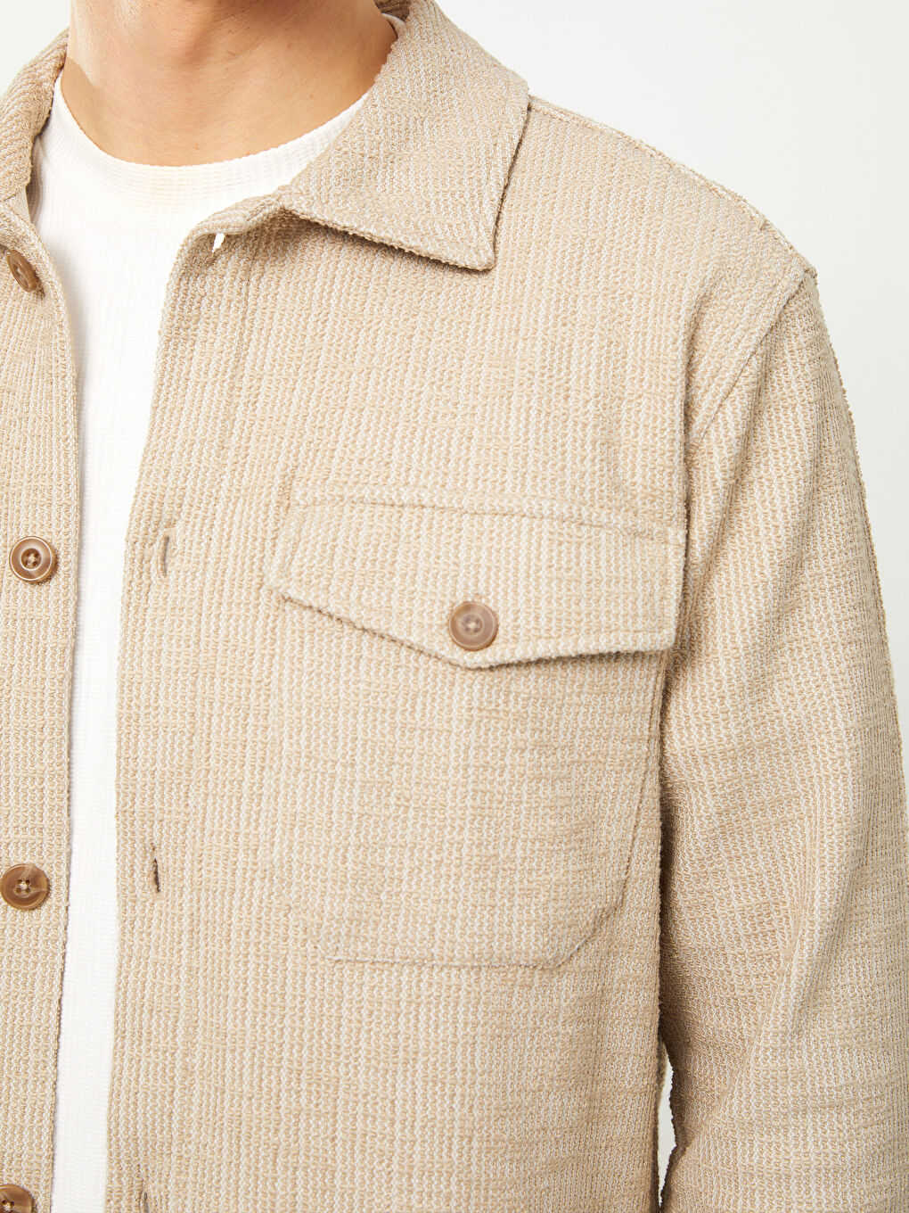 Regular Fit Long Sleeve Men's Shirt Jacket-3