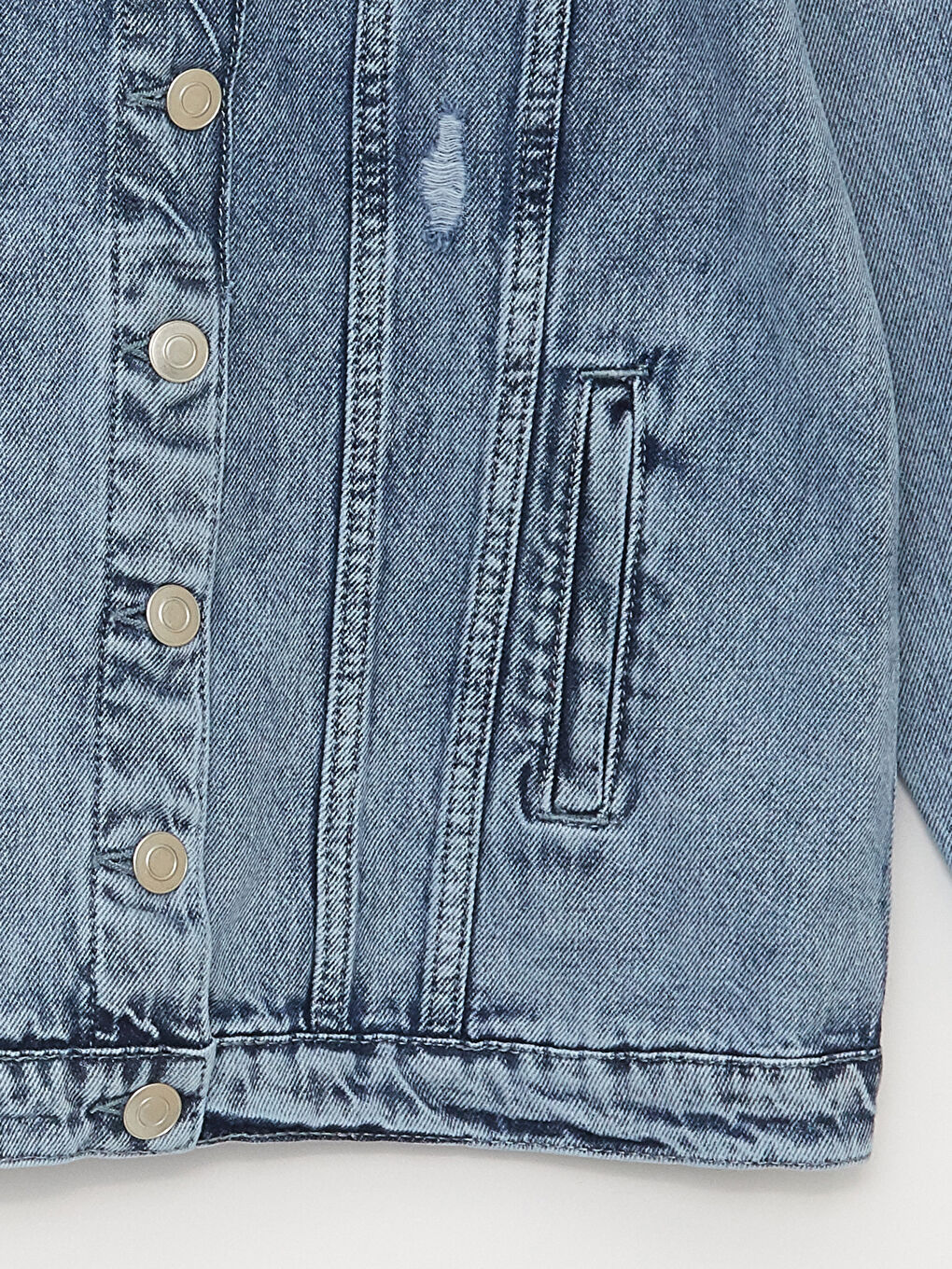 Collared Neck Girls' Denim Jacket-1