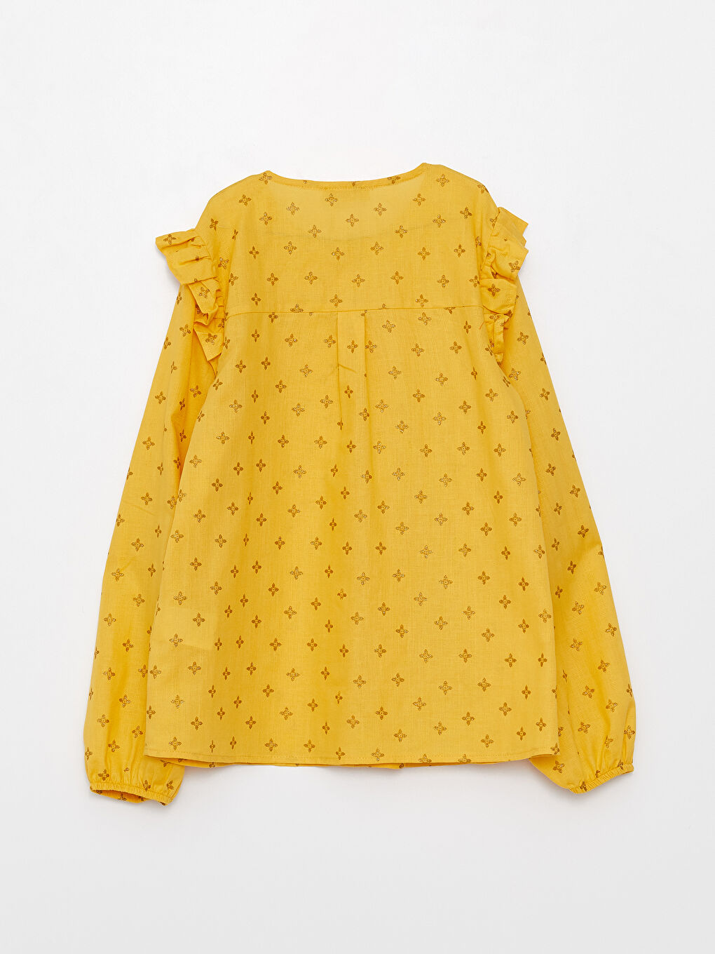 Дөңгелек жағалы принтті ұзын жеңді қыздардың жейдесі-1