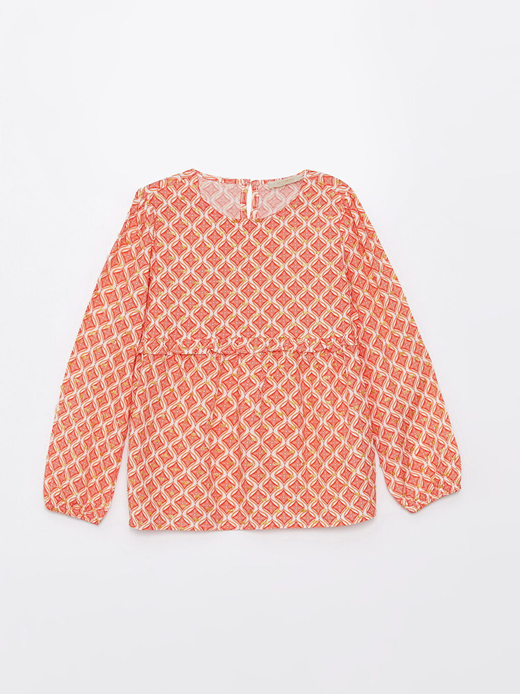 بلوزة بنت بكول مدور مطبوع وكم طويل