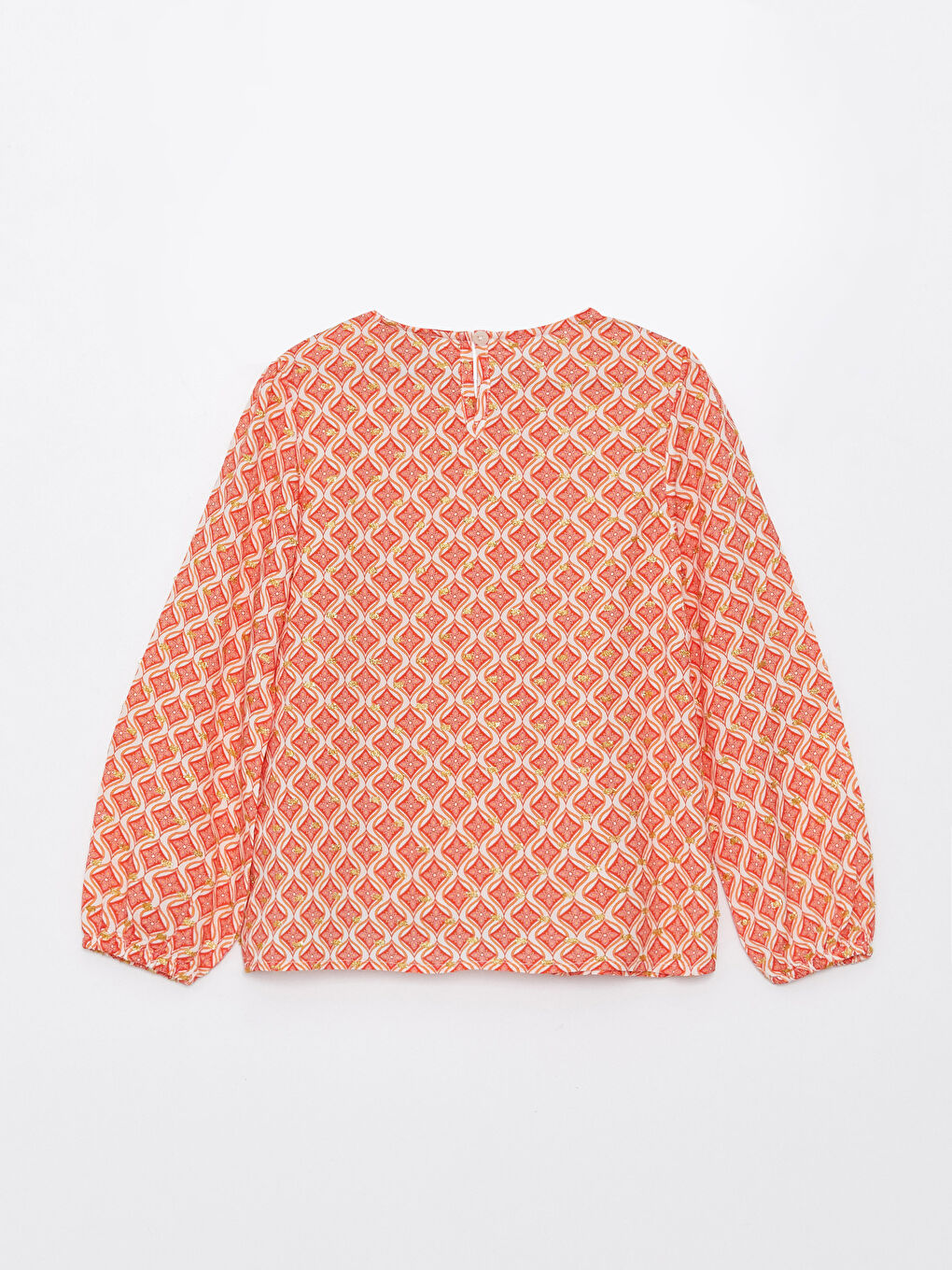 بلوزة بنت بكول مدور مطبوع وكم طويل-1