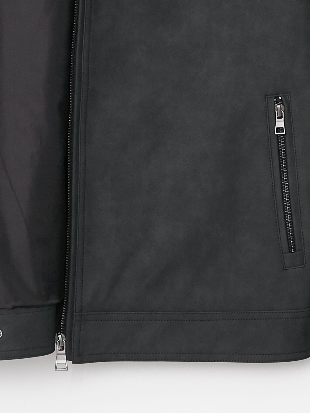 معطف جلد صناعي للرجال بياقة الدراجين النارية وقصة عادية-7