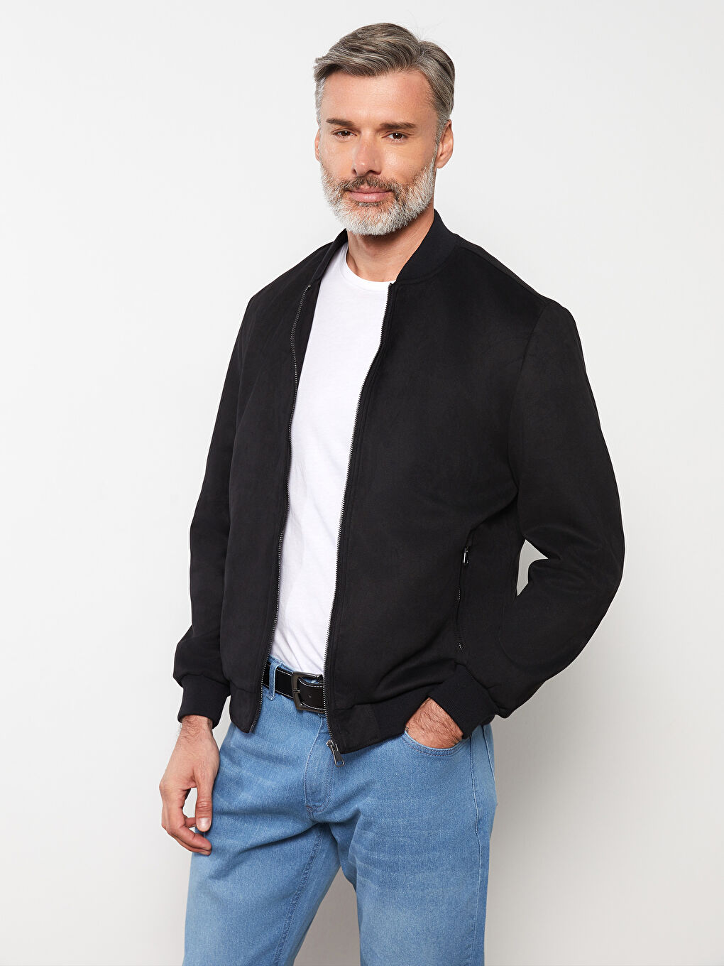 Palton Standard Fit Colegiu Guler Piele Întoarsă pentru Bărbați