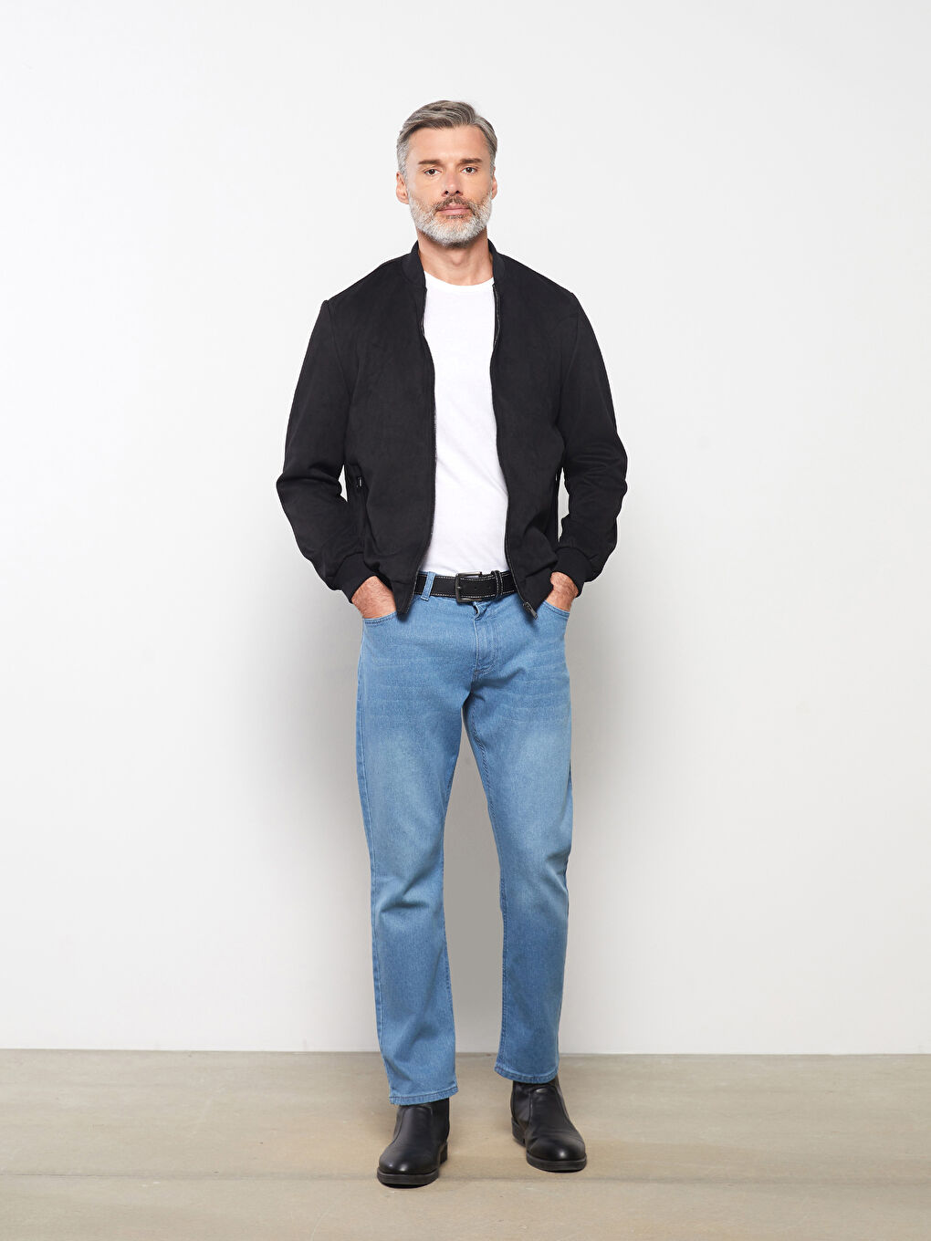 Palton Standard Fit Colegiu Guler Piele Întoarsă pentru Bărbați-1